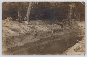 Lewisville Do You Know These 2 Stray Gals Along the Ditch? Oversized Hats RPPC