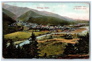 Kellogg Idaho ID Postcard Aerial View Of Residence Section River c1910's Antique