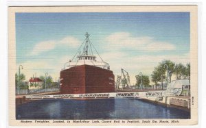 Great Lakes Steamer Freighter MacArthur Lock Sault Ste Marie Michigan postcard