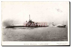 Old Postcard Boat War Submarine Ariane