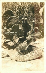 Camp Bullis Oklahoma Fort Sill Rattlesnake 1938 RPPC Photo Postcard 21-7315