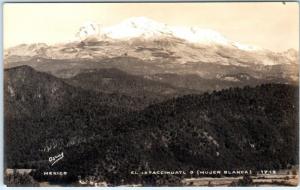 RPPC  Volcano  EL IZTACCIHUATL, MEXICO (Mujer Blanco) 1940s Osuna Photo Postcard