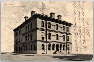 1908 Post Office Dubuque Iowa IA Postal Service Building Posted Postcard