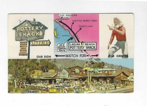 Vtg 1960's Pottery Shack, Laguna Beach, California Plastichrome Postcard