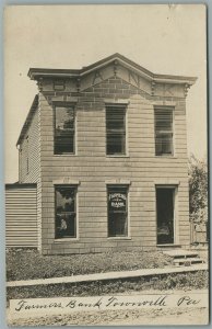 TOWNVILLE PA FARMERS BANK ANTIQUE REAL PHOTO POSTCARD RPPC