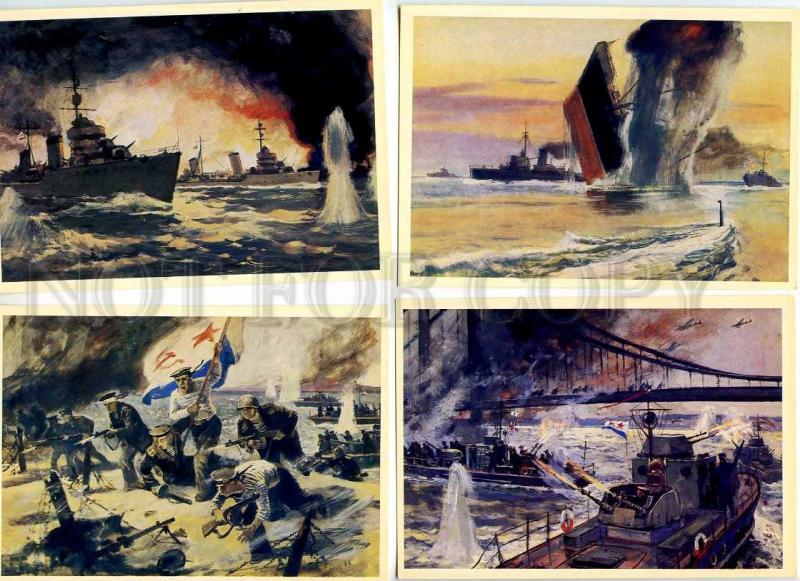 254030 USSR Pechatin WWII Naval Fleet SET of 16 postcards