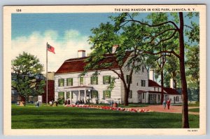 King Mansion, King Park, Jamaica New York, Vintage Linen Curt Teich Postcard #2