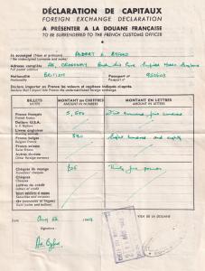 1949 French Douane Toll Border Customs Declaration Receipt