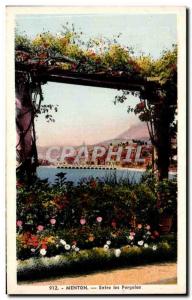 Old Postcard Menton Between The Pergolas