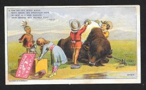 VICTORIAN TRADE CARD Bell's Soap Cowboys & Indians Buffalo