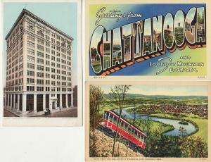 TN Chattanooga 3 postcard JAMES BLDG large letter TRAIN