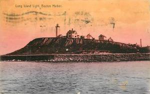 MA-BOSTON HARBOR-LONG ISLAND LIGHTHOUSE-MAILED 1909-Q5979