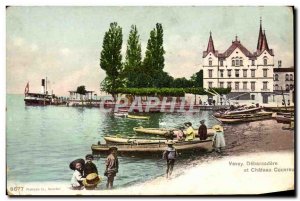 Old Postcard Vevey Debarcadere And Chateau Couvreu