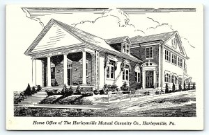 VINTAGE HARLEYSVILLE PA HOME OFFICE OF HARLEYSVILLE MUTUAL INS.  POSTCARD P4340