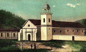 Vintage Mission Santa Cruz, CA. Postcard P132