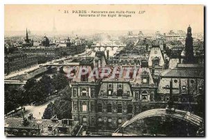 Old Postcard Paris Panorama of Eight Bridges