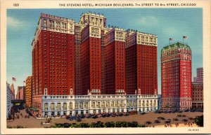 The Stevens Hotel Michigan Boulevard Chicago IL Postcard PC80 #2