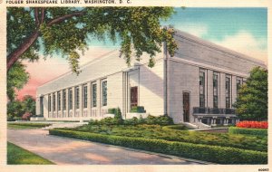 Vintage Postcard 1939 Folger Shakespeare Library Building Landmark Washington DC