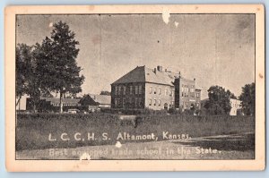 Altamont Kansas Postcard LCCHS Best Equipped School Exterior View c1910 Antique