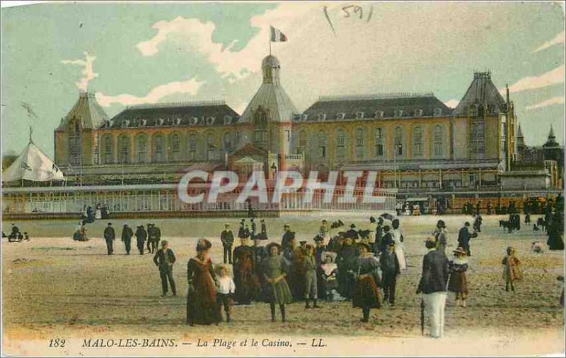 Old Postcard Malo les Bains Beach and the Casino