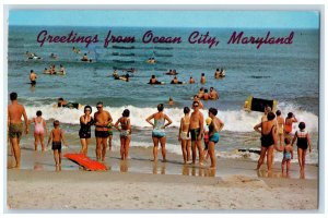 1971 Greetings From Ocean City Maryland MD, Beach Bathing Vintage Postcard