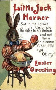 Easter Little Jack Horner Dressed Rabbit with Pie Nursery Rhyme Fantasy c1910 PC