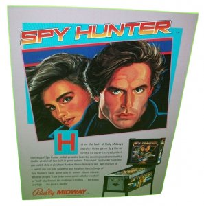 Spy Hunter Pinball Flyer Original 1984 Promo Game Artwork Sales Sheet 8.5 x 11