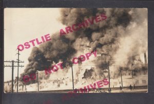 Albert Lea MINNESOTA RPPC 1938 FIRE!! FLAMES Disaster ELEVATOR? Crowd Watching