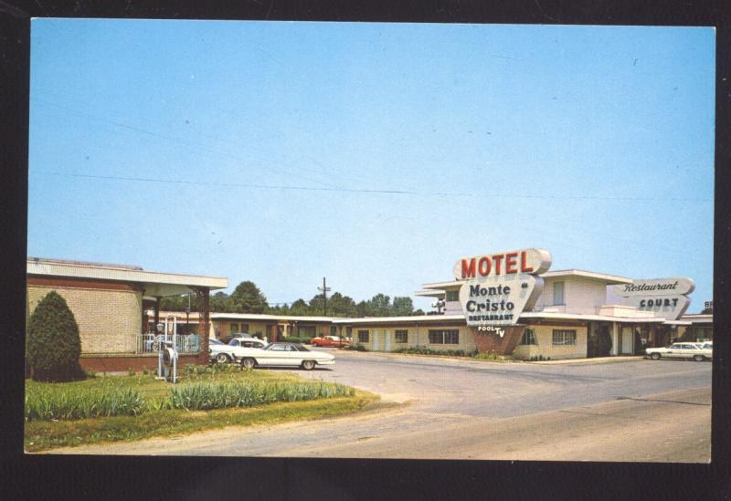 GRENADA MISSISSIPPI MONTE CRISTO MOTEL 1960'S CARS ADVERTISING POSTCARD