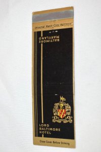 Lord Baltimore Hotel Maryland 20 Front Strike Matchbook Cover