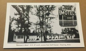 VINT. RPPC POSTCARD UNUSED - SORENSON'S MOTEL U.S.27, GRAYLING, MICHIGAN