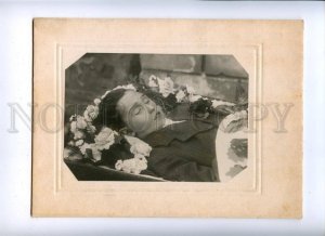 160088 Russia FUNERAL Boy in Coffin Vintage REAL PHOTO