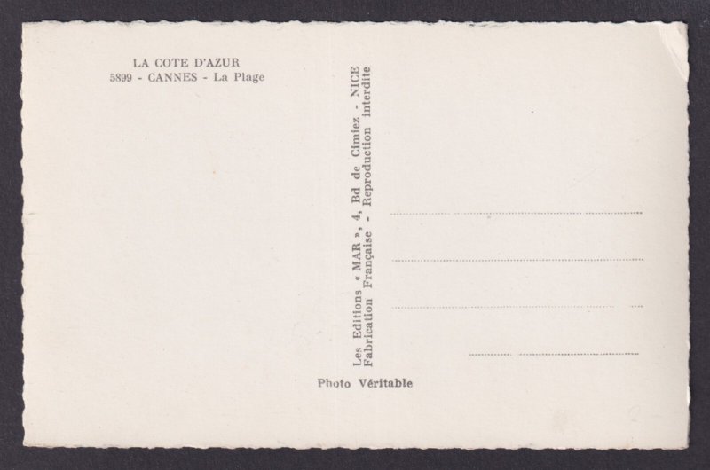 FRANCE, Postcard, Cannes, The beach