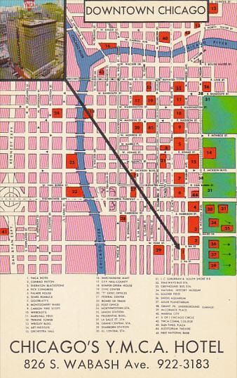 Chicago's Y M C A Hotel Map Of Downtown Chicago