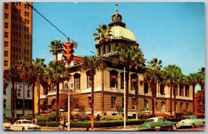 Vtg Jacksonville Florida FL Old City Hall Street View Old Cars 1950s Postcard