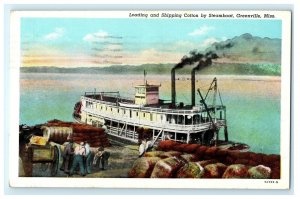 Cotton Steamboat Greenville MS Mississippi River Postcard (U36)