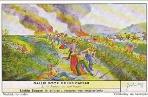 Liebig Trade Card s1712 Gaul Before Julius Caeser No 5 Aanval op sperhagen