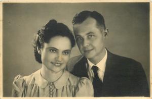 Young couple photo postcard