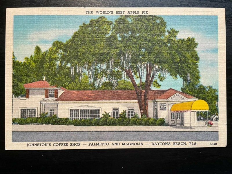 Vintage Postcard 1940's Johnston's Coffee Shop Palmetto & Magnolia Daytona Fla.