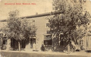 F84/ Medford Oklahoma Postcard 1912 Commercial Hotel Building