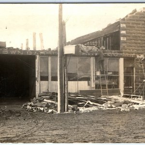 c1910s Brown Carriage Company RPPC Office Fire Ruins Real Photo Cincinnati? A111