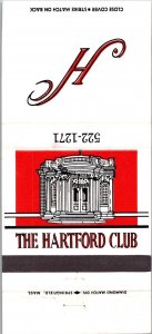 Vintage Matchbook Cover The Hartford Club Hartford, Connecticut MB112