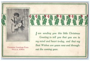 1913 Christmas Best Wishes Greetings From Pella Iowa Vintage Antique IA Postcard