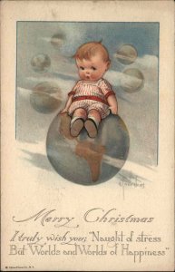 Charles Twelvetrees Sad Little Boy on Earth Globe c1915 Postcard