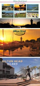 3~4X6 Postcards Hilton Head Island, SC South Carolina HARBOUR TOWN~Boats~SUNDIAL