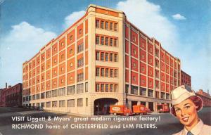 Richmond Virginia LM Cigarette Factory Street View Vintage Postcard K76754