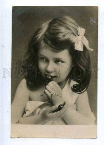 244125 Little Girl NYMPH w/ CHERRY Ripe Vintage PHOTO PC