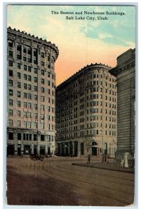 1915 The Boston & New House Buildings Railway Cars Salt Lake City Utah Postcard