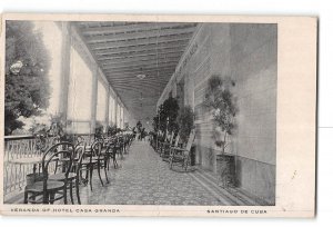 Santiago De Cuba Creased Postcard 1907-1915 Veranda of Hotel Casa Granda