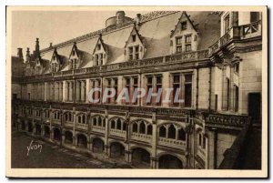 Old Postcard Chateau de Pierrefonds Colonnade of the Court of Honor